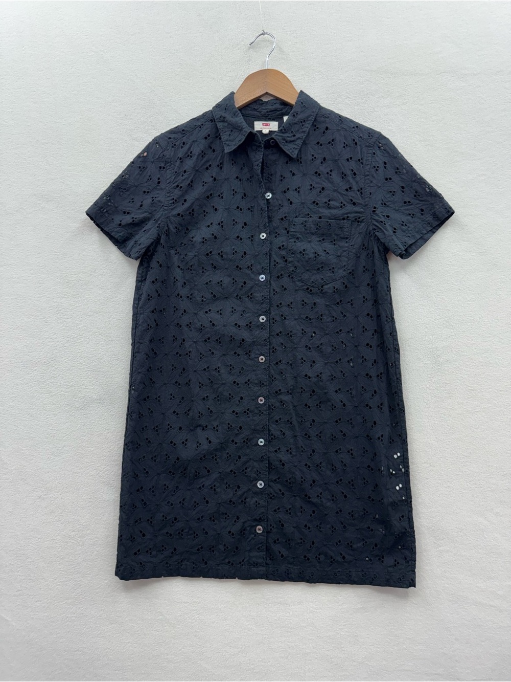 Levi’s Women’s Small Shirt Dress Black Eyelet Embroidered Western Tunic
